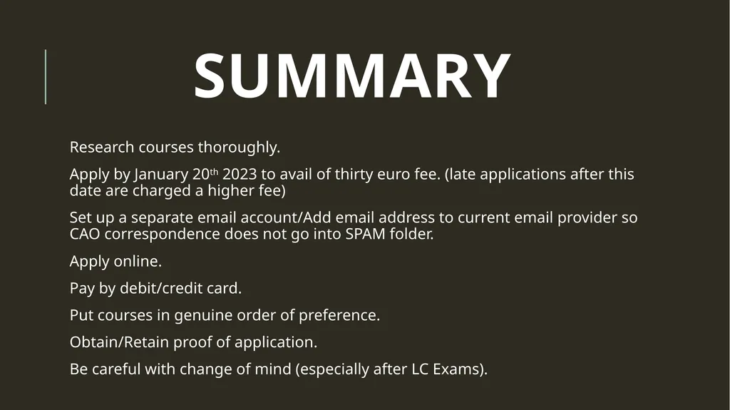 Life after the Leaving Cert Information for - slide 22 of 31