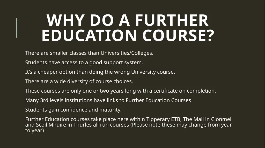 Life after the Leaving Cert Information for - slide 24 of 31