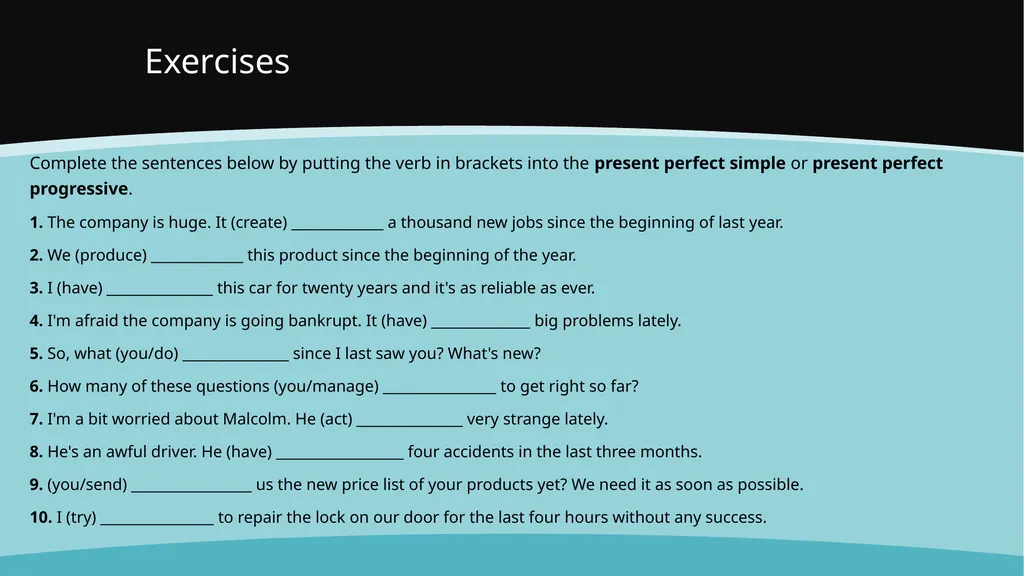 Present Perfect Simple With the present perfect - slide 19 of 29