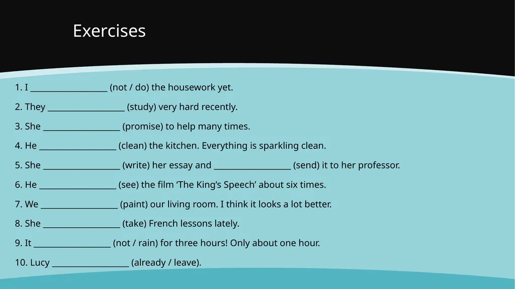 Present Perfect Simple With the present perfect - slide 24 of 29