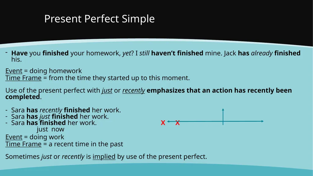 Present Perfect Simple With the present perfect - slide 3 of 29