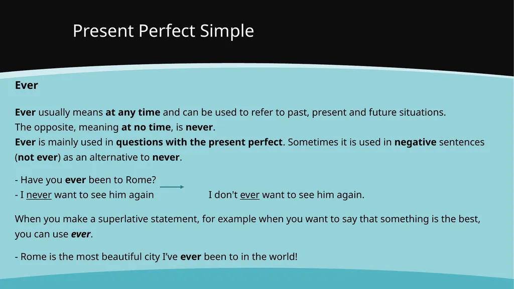Present Perfect Simple With the present perfect - slide 4 of 29