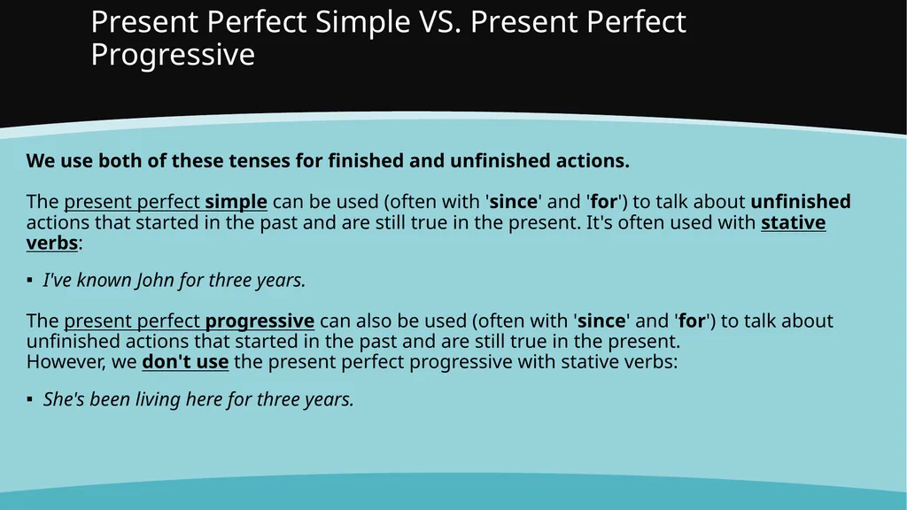 Present Perfect Simple With the present perfect - slide 14 of 29