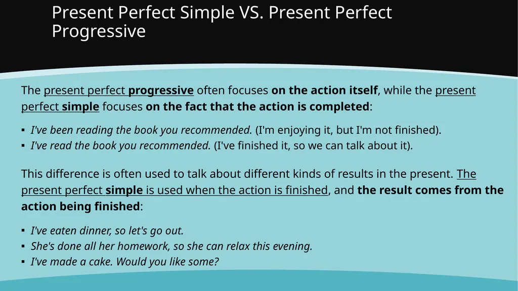 Present Perfect Simple With the present perfect - slide 17 of 29