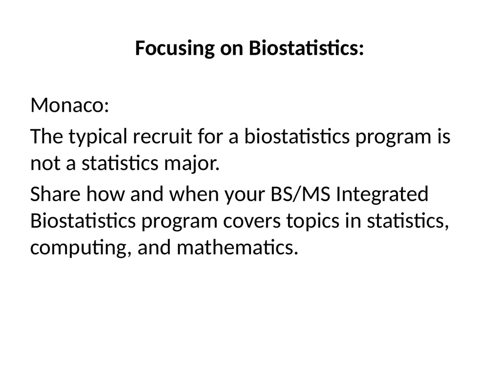 Preparing Statistics Majors for Graduate Study - slide 14 of 18