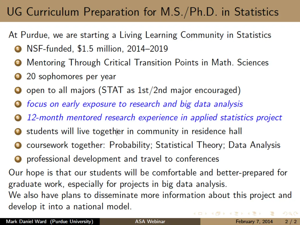 Preparing Statistics Majors for Graduate Study - slide 10 of 18