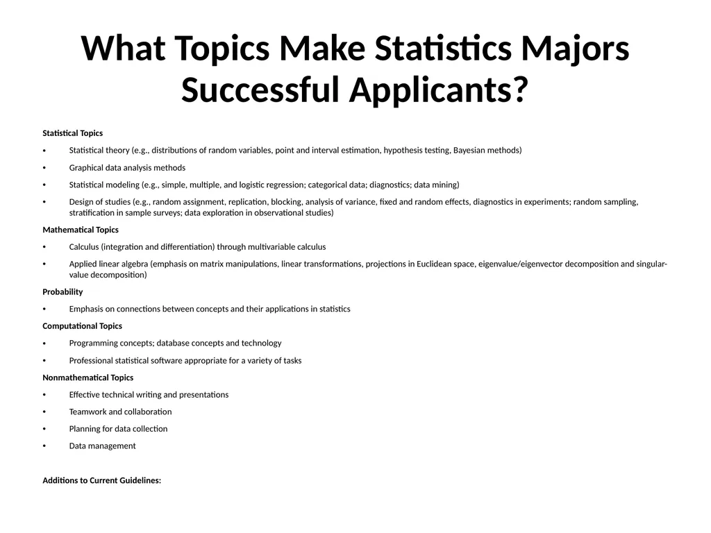 Preparing Statistics Majors for Graduate Study - slide 11 of 18