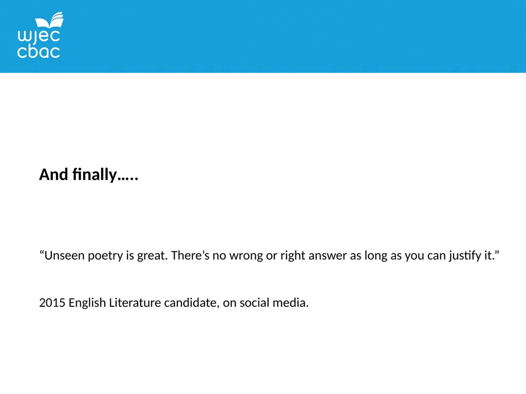 CLOSED BOOK, OPEN MINDS Closed book exam, not - slide 20 of 20
