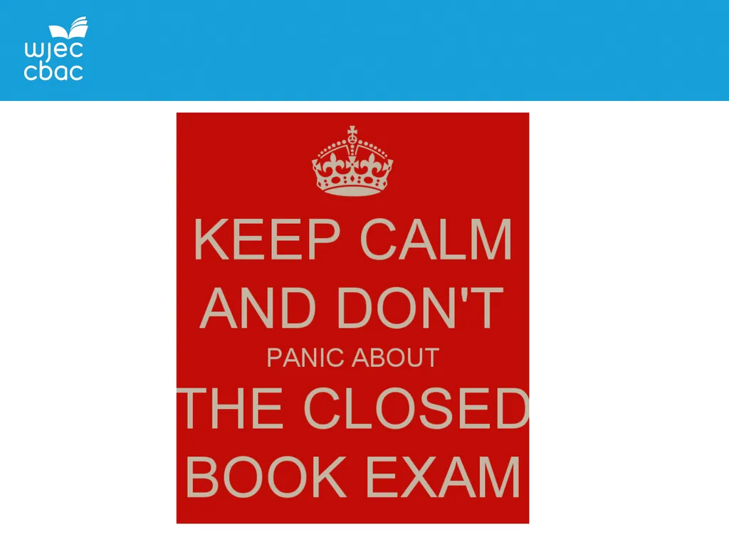 CLOSED BOOK, OPEN MINDS Closed book exam, not - slide 2 of 20