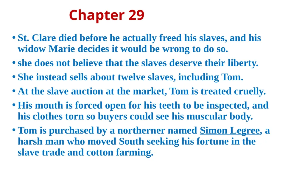 UNCLE TOM’S CABIN Harriet Beecher Stowe - slide 39 of 55