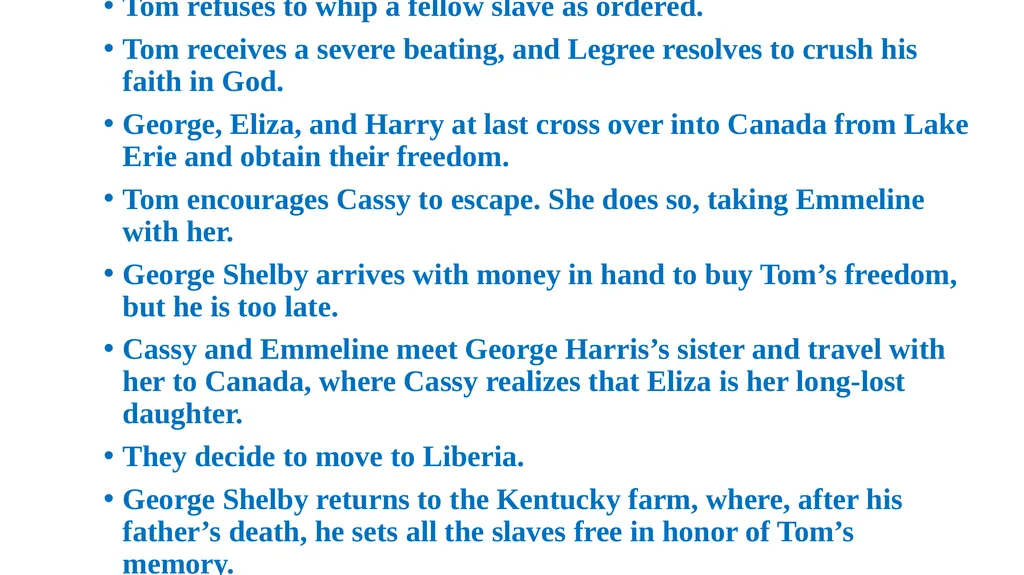UNCLE TOM’S CABIN Harriet Beecher Stowe - slide 6 of 55