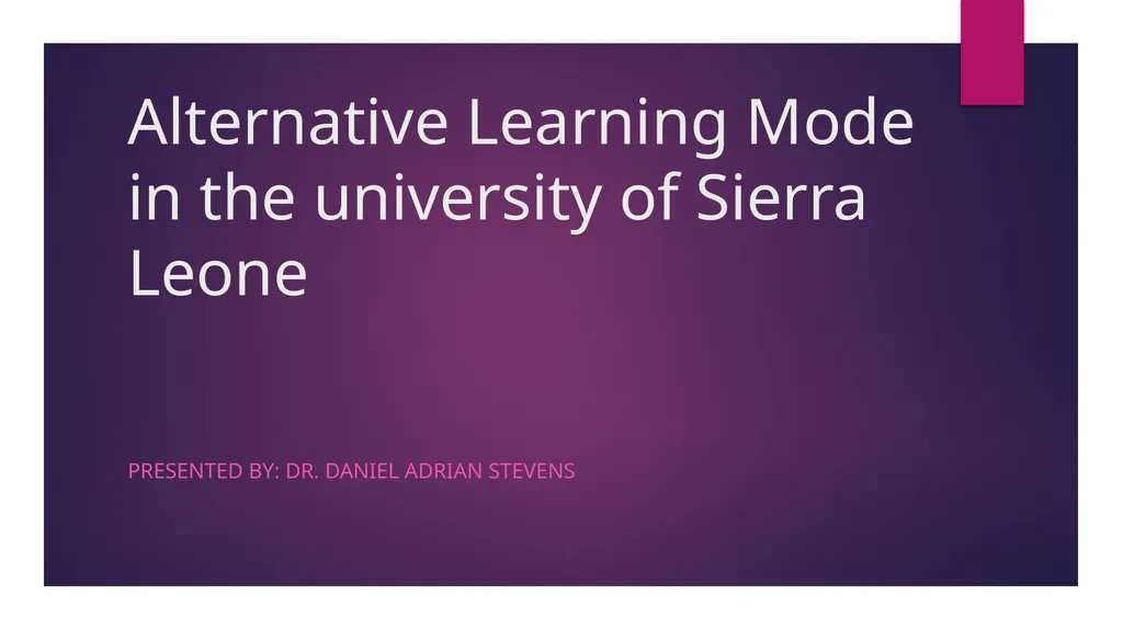 Alternative Learning Mode in the university of - slide 1 of 11