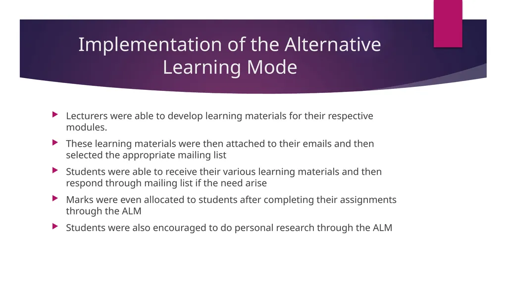 Alternative Learning Mode in the university of - slide 7 of 11