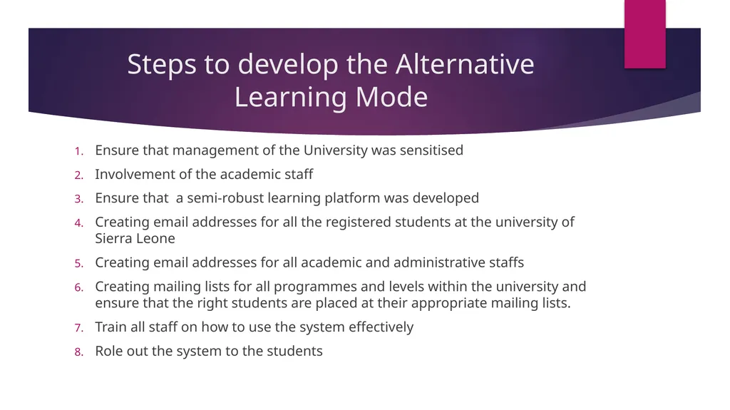 Alternative Learning Mode in the university of - slide 6 of 11