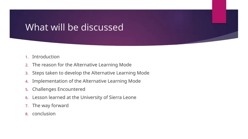 Alternative Learning Mode in the university of - slide 2 of 11