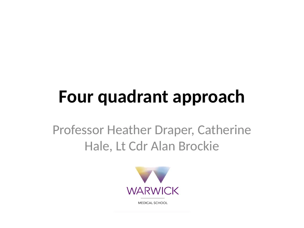 Four quadrant approach Professor Heather Draper, - slide 1 of 15