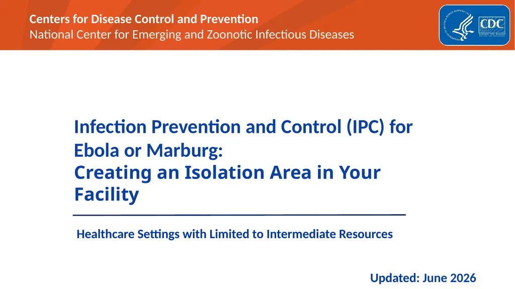 Infection Prevention and Control (IPC) for Ebola - slide 1 of 14