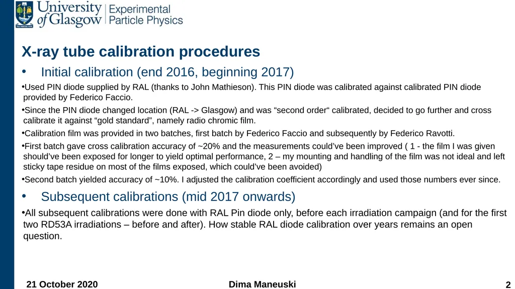 X-ray system calibration for TID irradiations Dima - slide 2 of 4