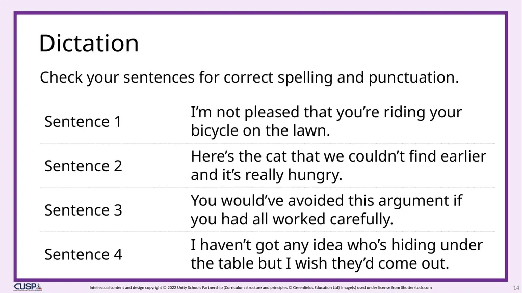 CUSP Spelling 1 Year 3 Block 6 Contractions - slide 14 of 33