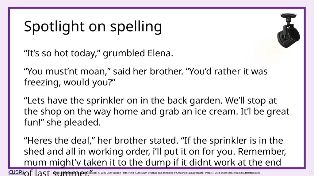CUSP Spelling 1 Year 3 Block 6 Contractions - slide 33 of 33