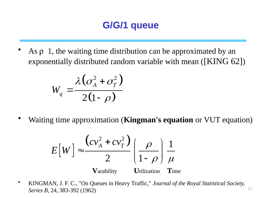 1 Chapter 6 Queueing systems Learning objectives : - slide 87 of 90