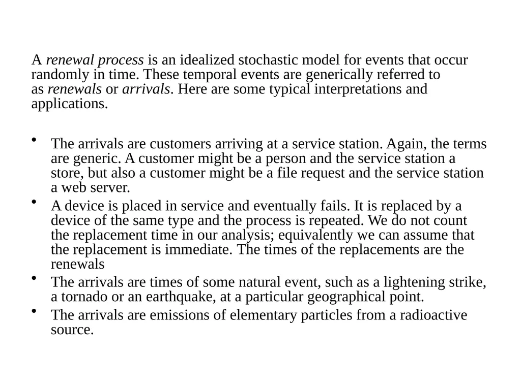 RENEWAL PROCESSES IN CONTINUOUS TIME PAGES 249 – - slide 3 of 20