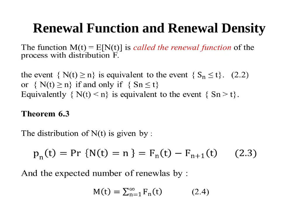 RENEWAL PROCESSES IN CONTINUOUS TIME PAGES 249 – - slide 9 of 20