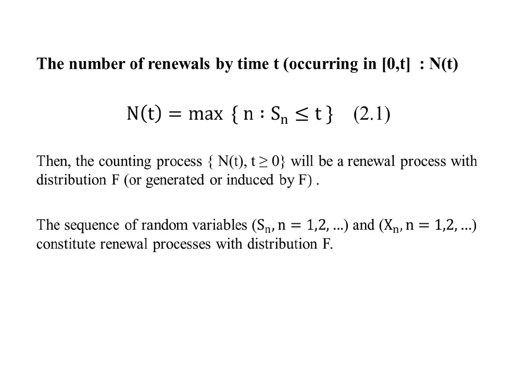 RENEWAL PROCESSES IN CONTINUOUS TIME PAGES 249 – - slide 7 of 20