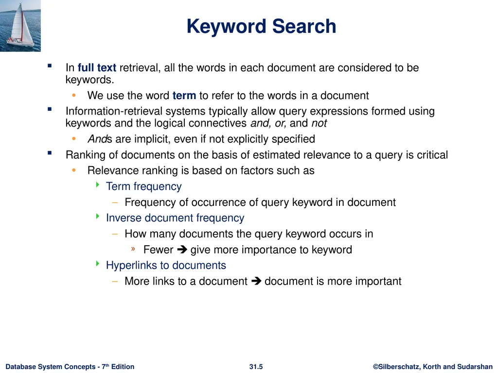 Chapter 31: Information Retrieval Outline - slide 5 of 25
