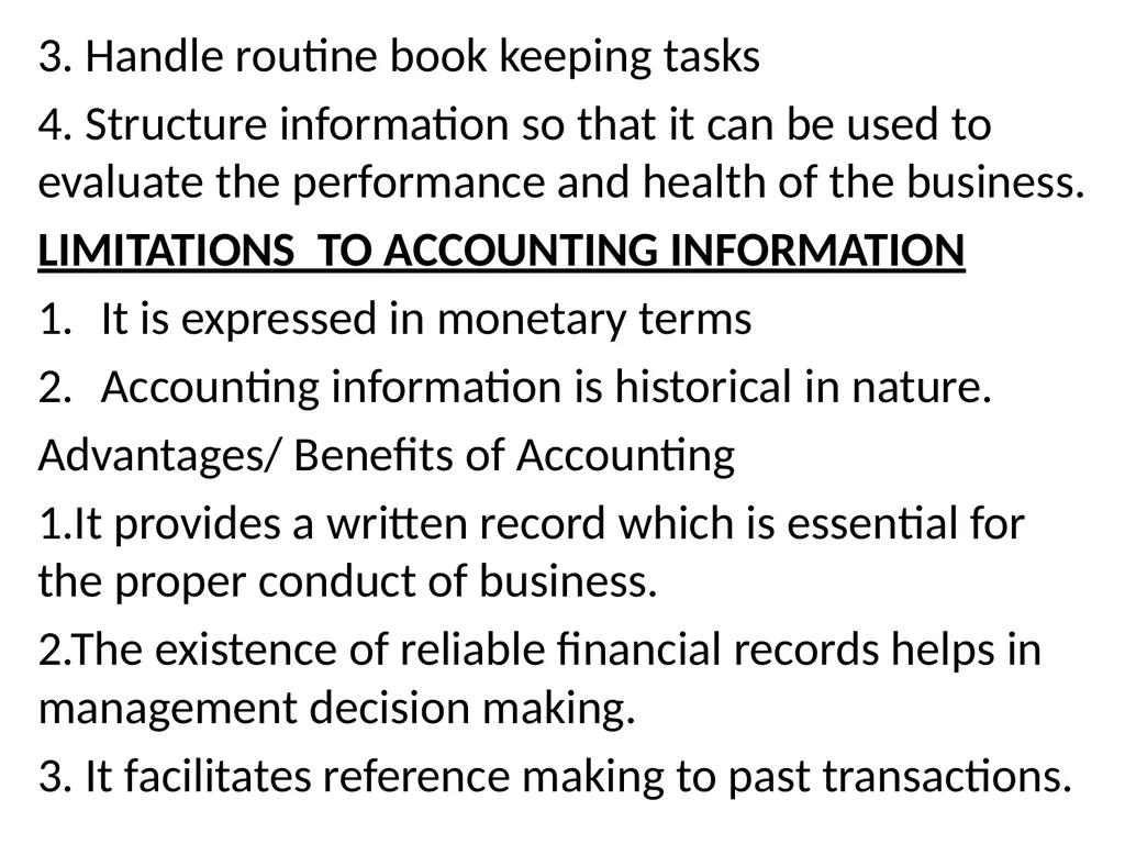 INTRODUCTION TO BOOK KEEPING AND ACCOUNTING - slide 8 of 95