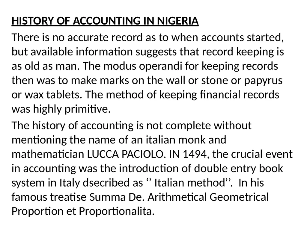 INTRODUCTION TO BOOK KEEPING AND ACCOUNTING - slide 11 of 95