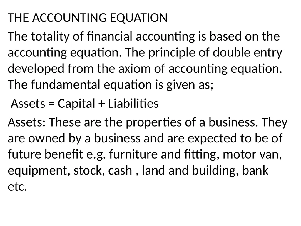 INTRODUCTION TO BOOK KEEPING AND ACCOUNTING - slide 22 of 95