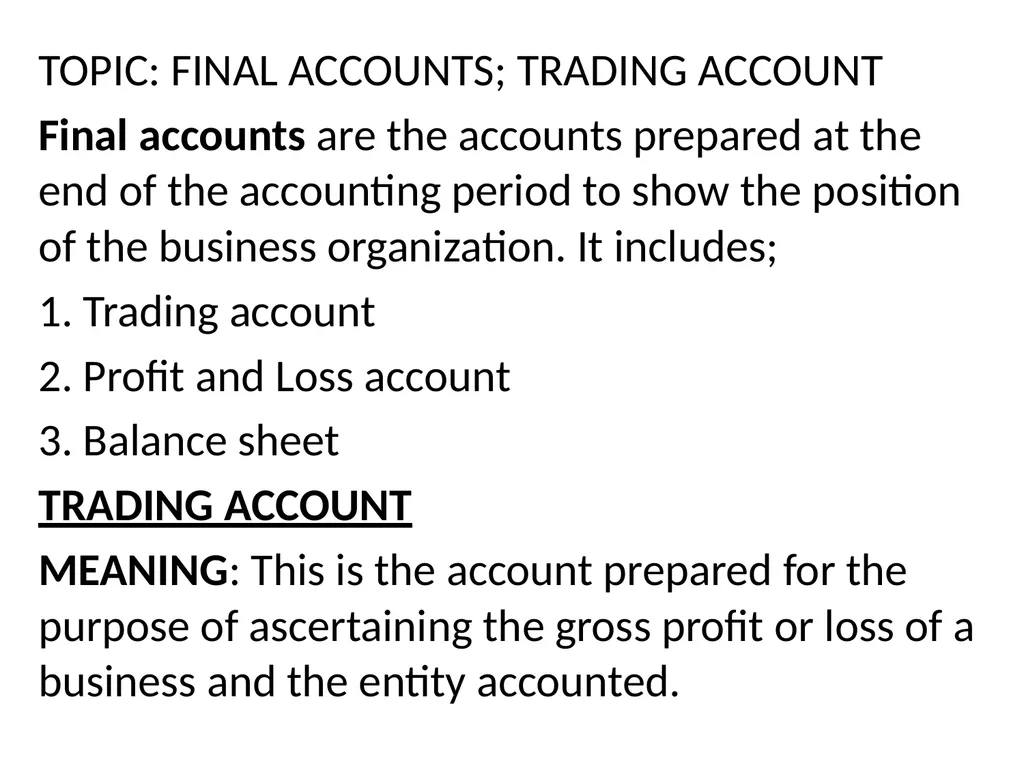 INTRODUCTION TO BOOK KEEPING AND ACCOUNTING - slide 70 of 95