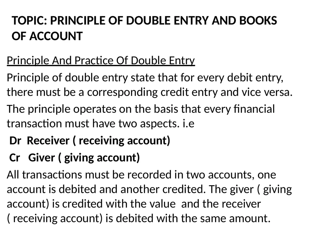 INTRODUCTION TO BOOK KEEPING AND ACCOUNTING - slide 20 of 95