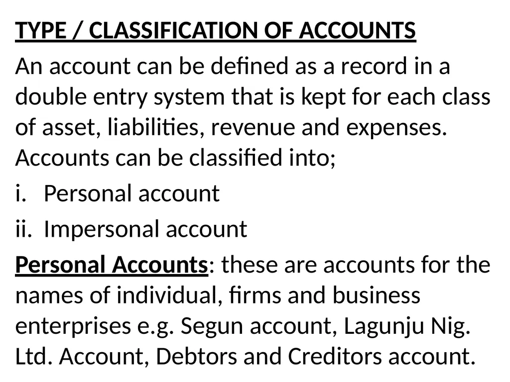INTRODUCTION TO BOOK KEEPING AND ACCOUNTING - slide 17 of 95