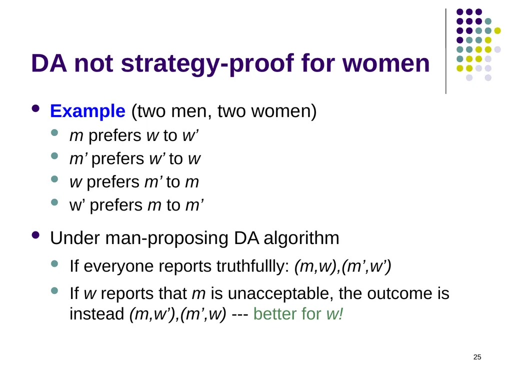 Matching Theory 1 Two-Sided Matching Statement of - slide 25 of 28