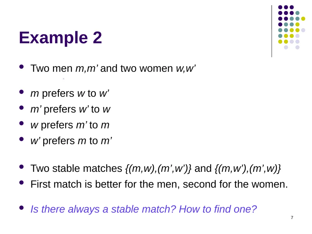 Matching Theory 1 Two-Sided Matching Statement of - slide 7 of 28