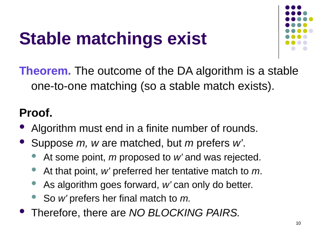 Matching Theory 1 Two-Sided Matching Statement of - slide 10 of 28