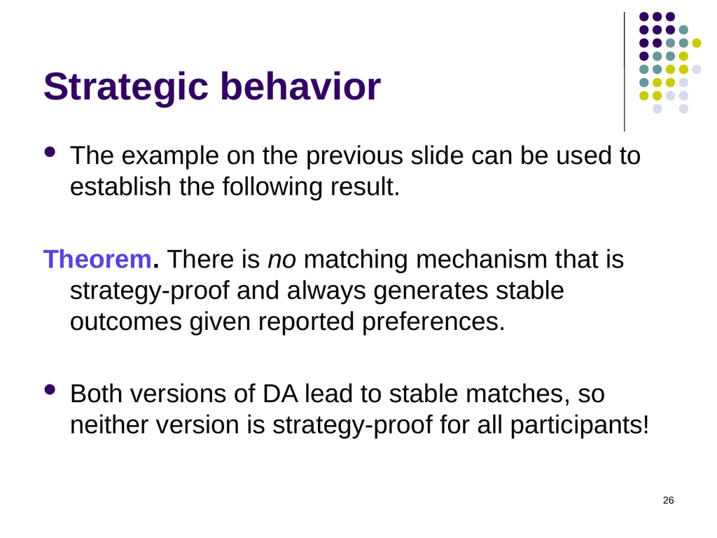 Matching Theory 1 Two-Sided Matching Statement of - slide 26 of 28