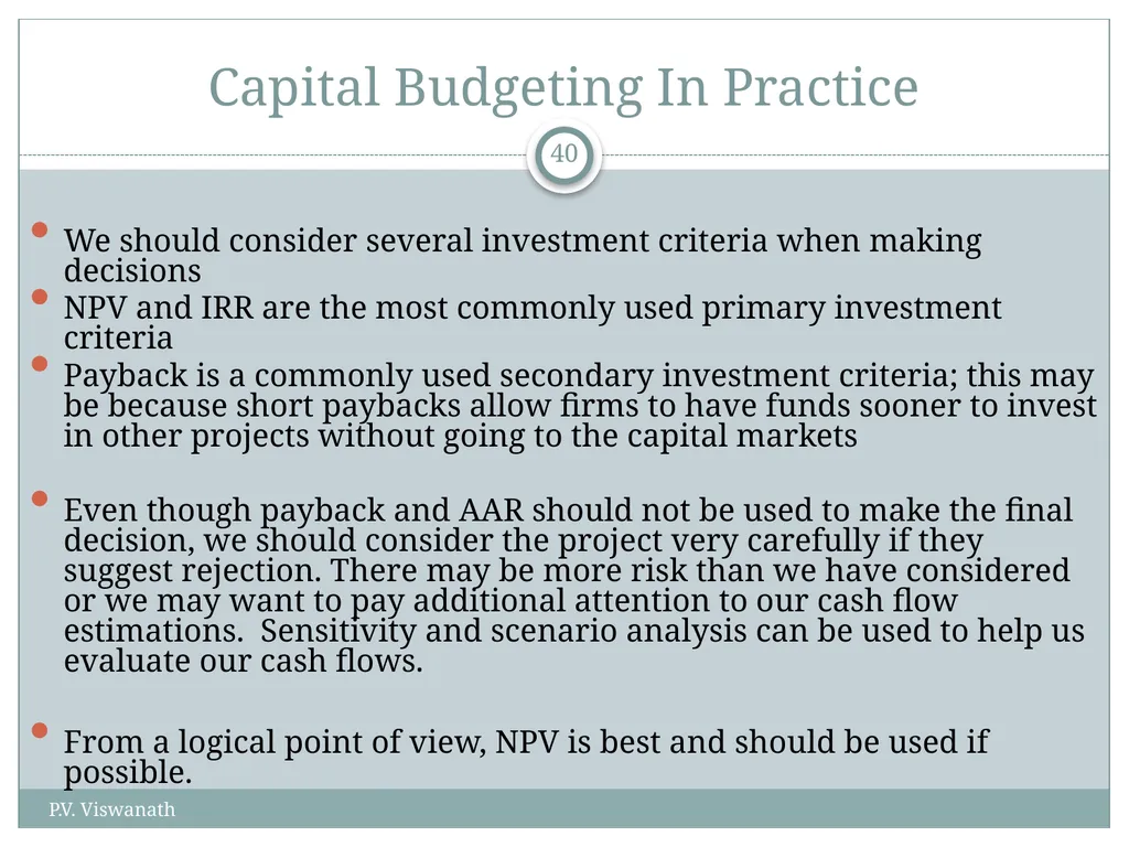 Investment Decision Rules P.V. Viswanath For a - slide 40 of 40