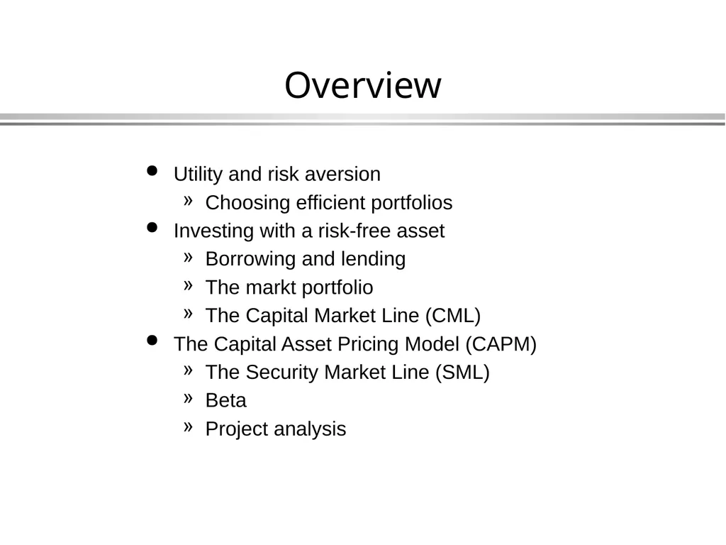 The Capital Asset Pricing Model Global Financial - slide 2 of 43