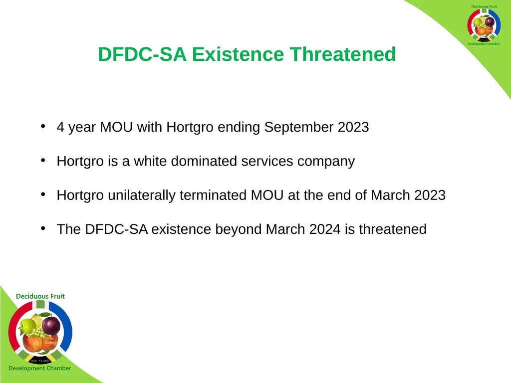 WHO IS THE DFDC-SA? The DFDC-SA was established in - slide 8 of 17