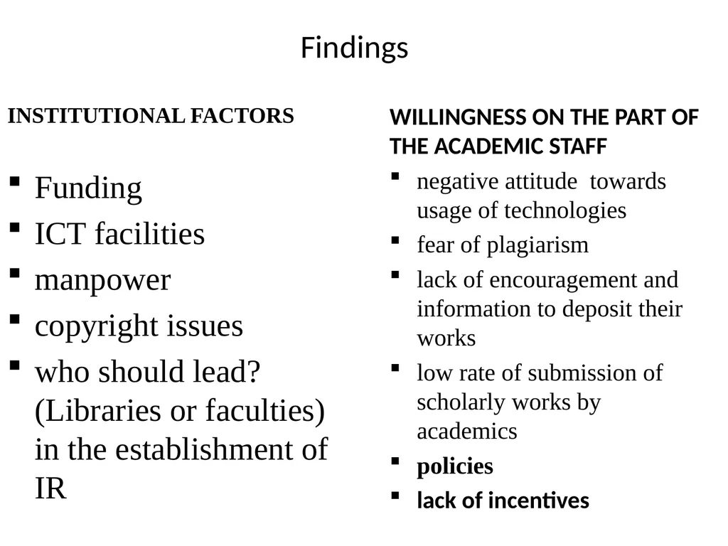 INSTITUTIONAL REPOSITORY ADOPTION AMONG NIGERIAN - slide 7 of 12