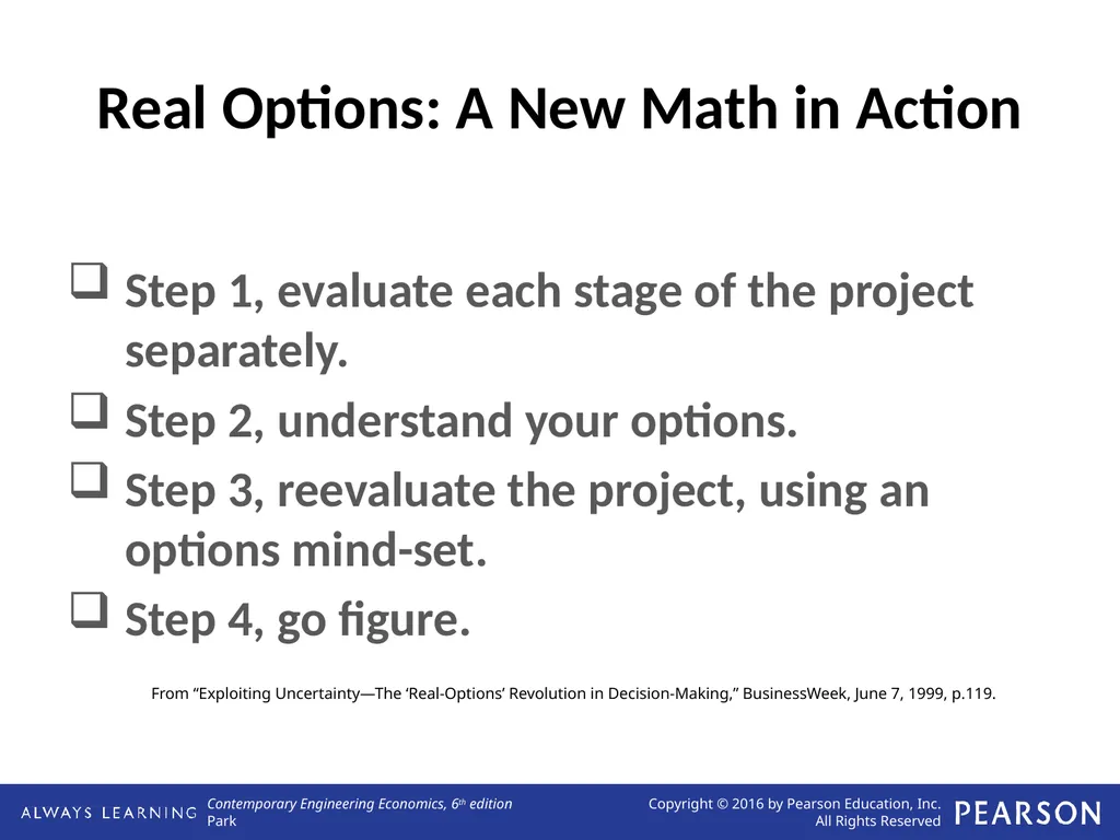 Real Options Analysis Lecture No. 44 Chapter 13 - slide 5 of 36