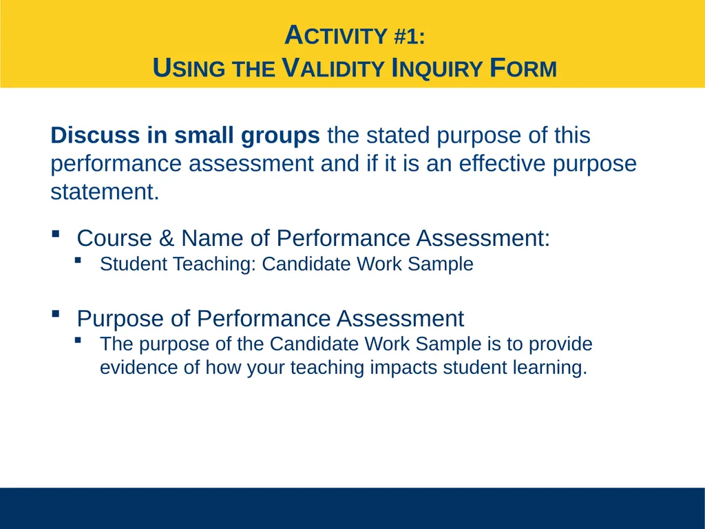 Ensuring Meaningful Performance Assessment - slide 20 of 47
