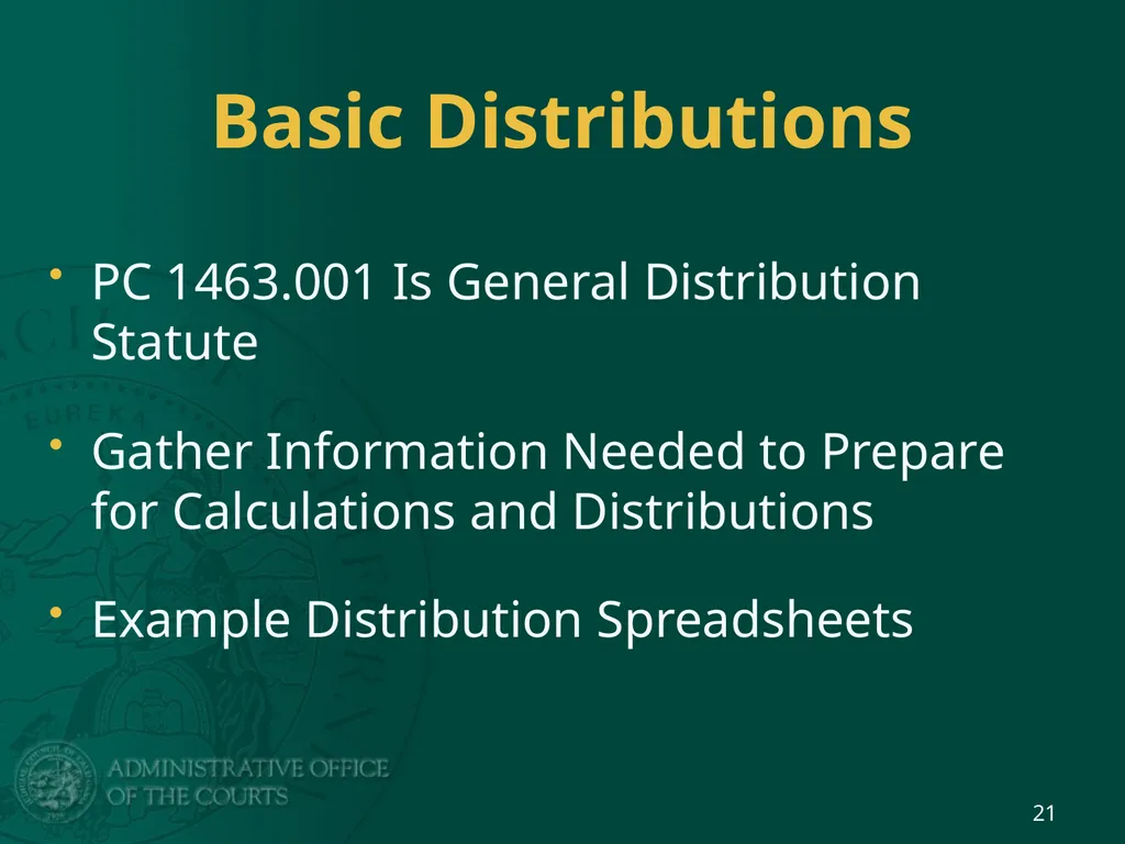 BREAKOUT SESSION 2 Basic Distribution Calculations - slide 21 of 41