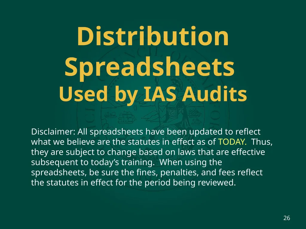 BREAKOUT SESSION 2 Basic Distribution Calculations - slide 26 of 41