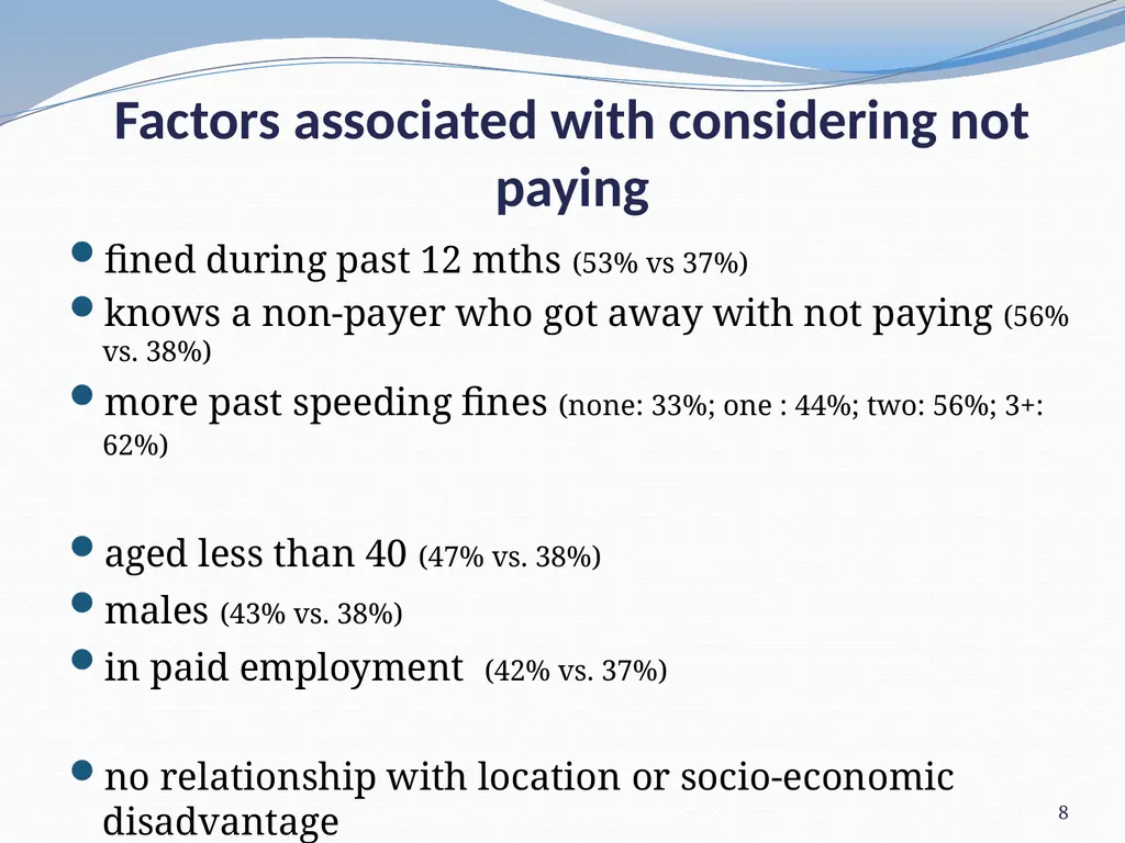 Willingness to pay a fine Neil Donnelly, Suzanne - slide 8 of 25