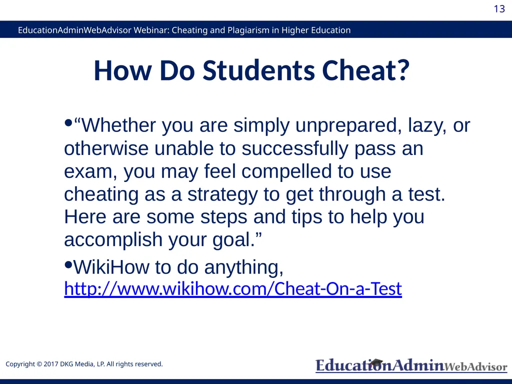 Cheating and Plagiarism in Higher Education: - slide 13 of 60