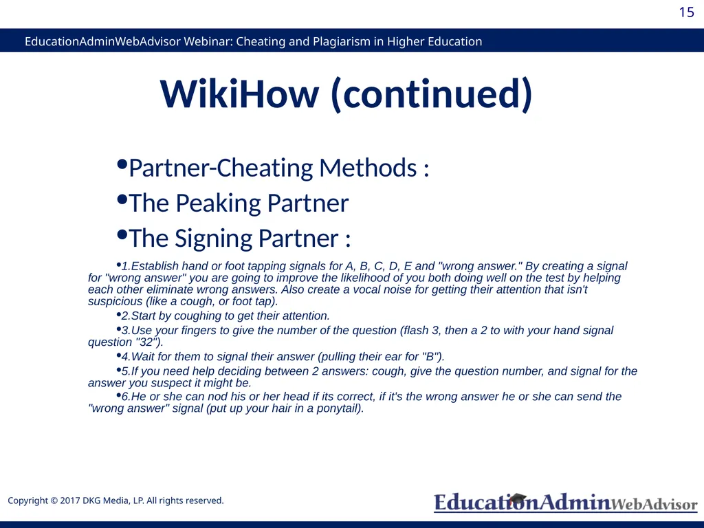 Cheating and Plagiarism in Higher Education: - slide 15 of 60